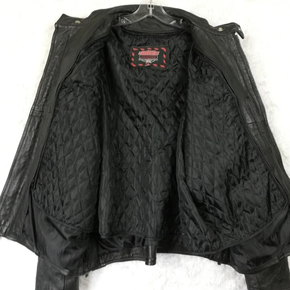Interstate Mens Jacket Leather Black Motorcycle Full Zip Lined XXL